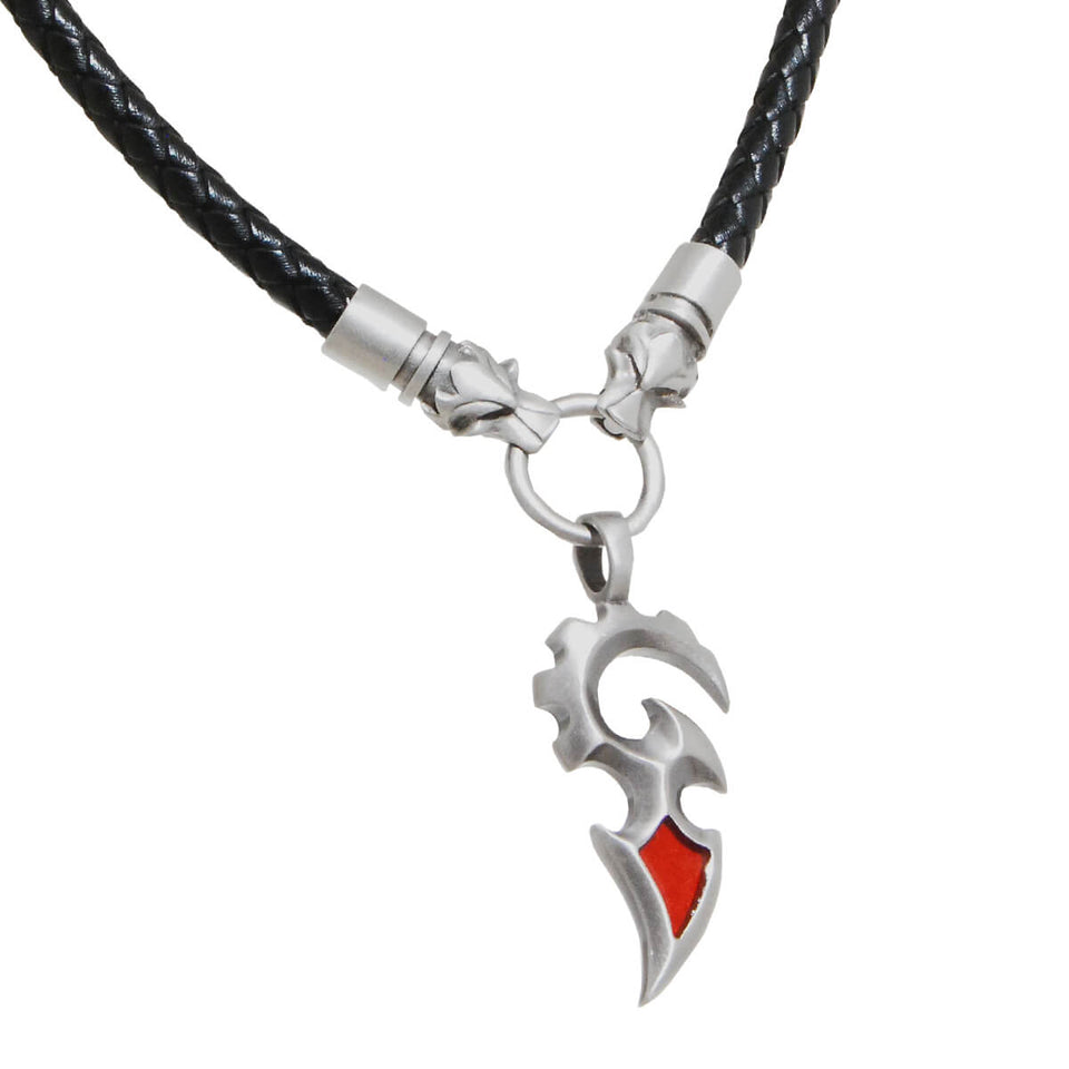 DROGON NECKLACE Black Braided Leather Necklace with Steel Dragon Beads