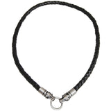Draco Wolf Heads Dark Brown Braided Mens Leather Necklace by Bico Australia