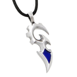 THE SWORD NECKLACE Tribal Mens Pendant with Medium Leather Necklace - Blue
