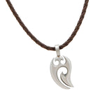 MAUI NECKLACE Mens Pendant and Braided Brown Faux Leather Cord
