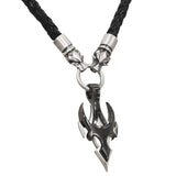 MASCHIO DRAGON NECKLACE Silver and Gunmetal Black Leather Mens Necklace
