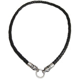 Draco Wolf Black Braided Leather Men's Necklace