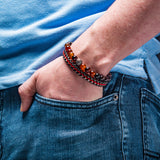 ALLEGIANCE Red Agate Bracelet Stack for Men with Aged Steel