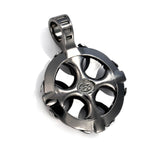 Bico HAZZARD NO LIMITS Gunmetal And Silver Mens Necklace Pendant - Back Side