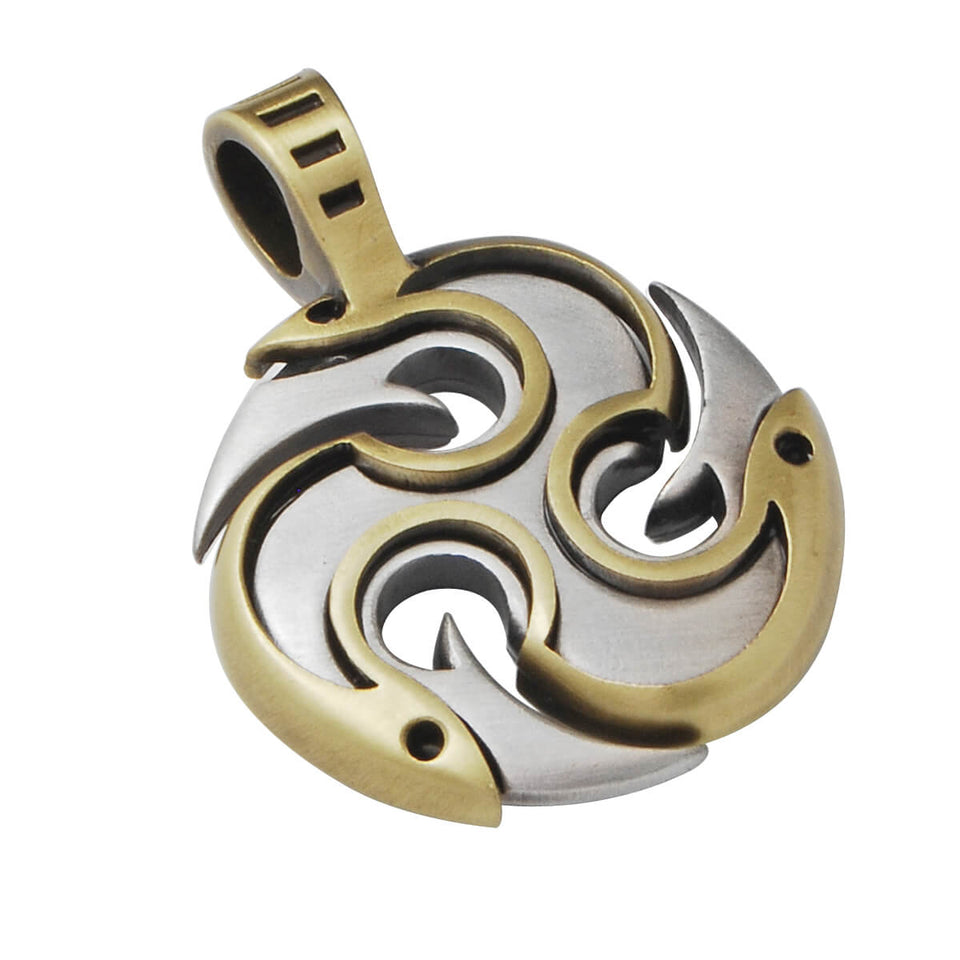 DIABLO TRIPLE YANG Fire Pendant in Brass and Silver