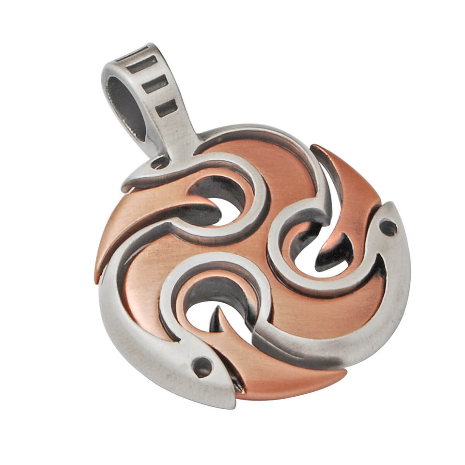DIABLO TRIPLE YANG Fire Pendant in Silver and Copper