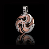 DIABLO TRIPLE YANG Fire Pendant in Silver and Copper - Side View
