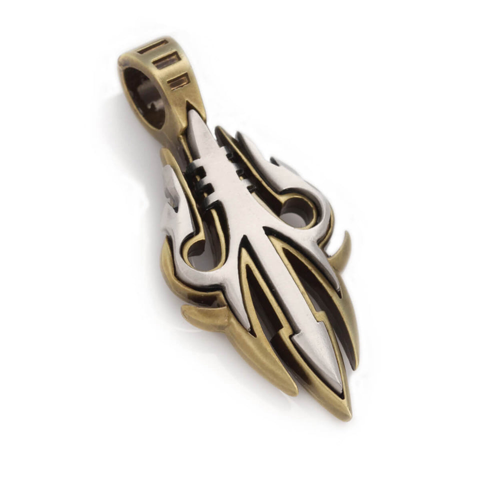 PREDATOR BRASS And SILVER Crossbow Mens Tribal Pendant by Bico