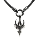 MASCHIO The Bull Pendant in Silver and Gunmetal with Black Leather Gunmetal Warrior Necklace