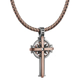 THUNDER CELTIC CROSS in Copper and Silver - With Copper Chain