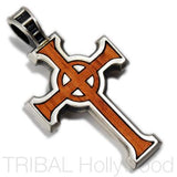 URBAN CELTIC CROSS PENDANT IN ROSEWOOD AND SILVER 