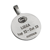 LIBRA Mens Color Zodiac Sign Pendant by Bico Australia - Back Side