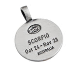 SCORPIO Mens Color Zodiac Sign Pendant by Bico Australia - Back Side