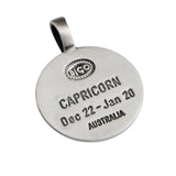 CAPRICORN Mens Color Zodiac Sign Pendant by Bico Australia - Back Side