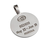 GEMINI Mens Color Zodiac Sign Pendant by Bico Australia - Back Side