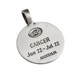 CANCER Mens Color Zodiac Sign Pendant by Bico Australia - Back Side