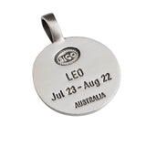 LEO Mens Color Zodiac Sign Pendant by Bico Australia - Back Side