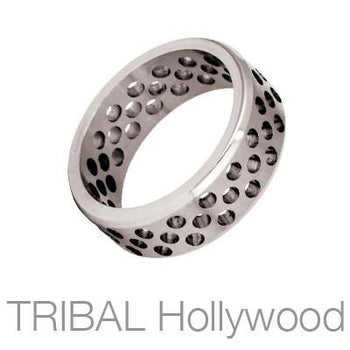 Precision Narrow Width Perforated Circles Mens  Ring by Bico