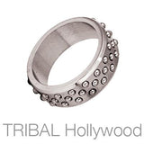 Kratos Narrow Industrial Studded Steel Mens Ring by Bico