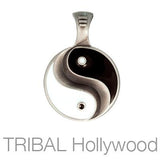 Black and White Yin and Yang Mens Necklace Pendant by Bico Front View