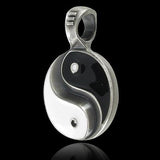 Black and White Yin and Yang Mens Necklace Pendant by Bico on Black
