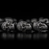William Henry Alternating Silver Skulls Mens Bead Bracelet 3