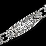 Konstantino Greek Tribal Shield Silver Mens ID Bracelet Reverse Side