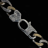 Konstantino Silver and Gold Greek Scrollwork Mens Bracelet Clasp Close-up