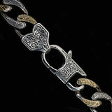 Konstantino Silver and Gold Greek Scrollwork Mens Bracelet Clasp Close-up