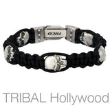 KNUCKLEHEAD Black Woven Cord Skull Bracelet for Men by Bico Australia