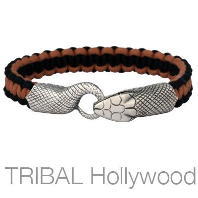 UROBOS SNAKE BLACK AND BROWN Woven Cord Mens Bracelet by Bico