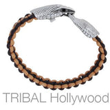 UROBOS SNAKE BLACK AND BROWN Woven Cord Mens Bracelet by Bico