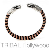 Dueling Serpent Two Tone Bendable Mens Cuff Bracelet by Bico Alt View