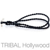 BLACK BRAIDED ROPE Hand Woven Waxed Cotton Cord Necklace by Bico Australia