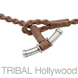 BROWN BRAIDED ROPE Hand Woven Waxed Cotton Cord Necklace by Bico Australia Clasp
