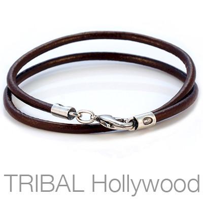CHOCOLATE BROWN LEATHER NECKLACE Plain Thick Width 