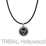 BLACK LEATHER NECKLACE Plain Medium Width with Pendant