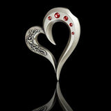 COONAWARRA OPEN HEART PENDANT with Swarovski Crystals Side View