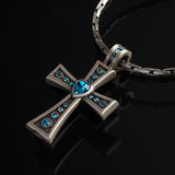 CORAZON CROSS PENDANT with Heart and Swarovski Crystals with Chain