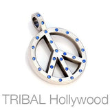 Bico Crystal Peace Sign Mens Peace Symbol Necklace Pendant