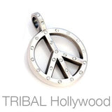 Bico Crystal Peace Sign Mens Peace Symbol Necklace Pendant Clear