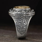 Konstantino Constantine Bronze Coin Mens Silver Ring Side View