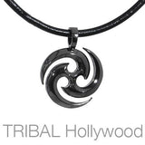 THE SOURCE Pendant in Gunmetal on Leather Necklace