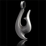 MATAU Maori and Hawaiian Silver Fish Hook pendant Side View
