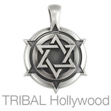 Bico Star of David Cicular Shield Mens Necklace Pendant Front View