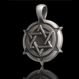 Bico Star of David Cicular Shield Mens Necklace Pendant Side View