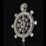 Bico Dharmachakra Buddhist Wheel Mens Necklace Pendant Side View