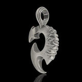 Bico Chopper Rebel Flame Curved Blade Mens Necklace Pendant Side View