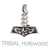 Thors Hammer Celtic Knot Mens Necklace Pendant by Bico Front View