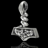 Thors Hammer Celtic Knot Mens Necklace Pendant by Bico Side View